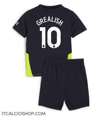 Manchester City Jack Grealish #10 Seconda Maglia Bambino 2024-25 Manica Corta (+ Pantaloni corti)